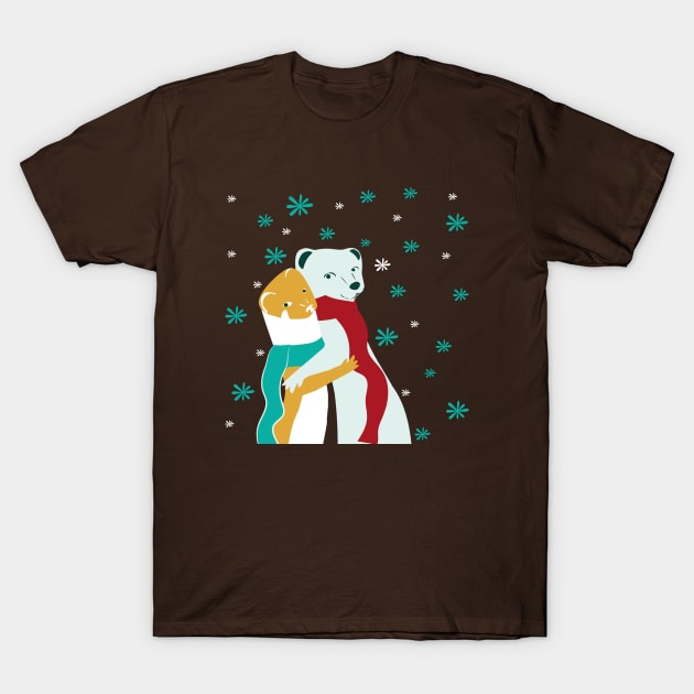 Weasel hugs Christmas in brown T-Shirt by belettelepink